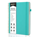 WEMATE Meeting Notebook for Work B5 (7"x10") - PU Leather Work Notebook with Agenda, Action Items & Notes - 200 Pages for Men&Women, Staff and Students, Meeting, Projects Planning -Green