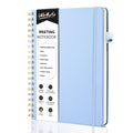 WEMATE Meeting Notebook for Work B5 (7"x10") - PU Leather Work Notebook with Agenda, Action Items & Notes - 200 Pages for Men&Women, Staff and Students, Meeting, Projects Planning - Light Blue
