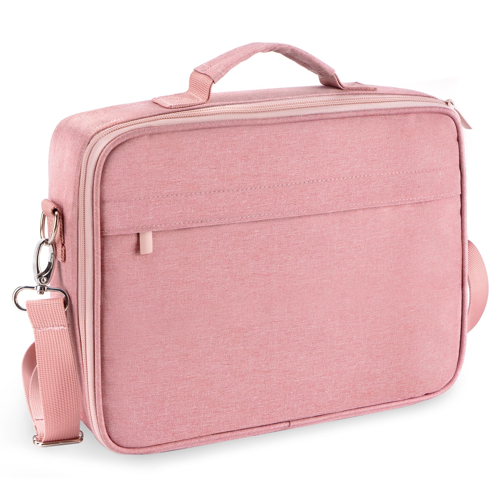 WEMATE Large Capacity Bible Cover Case, Waterproof Bible Study Supplies Tote Bag with Double-Layer Handle & Shoulder Strap, Bible Bag for Women, Adults (Pink)