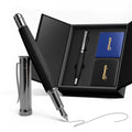 WEMATE Fountain Pen Set, Fine Nib with 20PCS 2.6MM Ink Cartridges(10 Black&10 Blue),1 Ink Converter, Nice Luxury Pen for Men, Women, Cool Wooden Fountain Pen for Writing, Journaling, Calligraphy