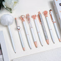 WEMATE 8Pcs Ballpoint Pens Set Metal Crystal Diamond Pen Glitter for Journaling White Pen Bling in Black & Blue Ink Pretty Cute Pens Fancy Pens Mothers Day Gifts for Women Wedding School Office(White)
