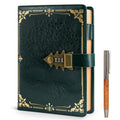 WEMATE Diary, Password Protected Notebook, A5 PU Leather Green