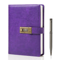 WEMATE Journal with Lock, Password Journal Kit for Women, A5 PU Leather Journal with Gift Box, Lock Diary Planner Organizer (Purple)