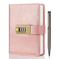 WEMATE A6 Journal with Lock - Vintage PU Leather Diary with Pen - Perfect for Men and Women - 4.3X 6.18in Rose Gold Keep Your Secrets Safe