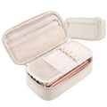 WEMATE Large Pencil Case with Zipper, Big Capacity, Canvas Pencil Case,White