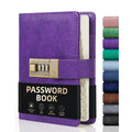 WEMATE Password Book with Lock with Alphabetical Tabs 600+ Password Space,Password Organizer Logbook with Lock, Password Keeper for Computer 4.33 X 6.18 Inch Purple