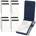 WEMATE 10 Pieces Small Notepad Holder Set Pocket Notebook - Included Mini Pocket Notepad Holder Set with 8 Memo Book Refills and Metal Pen for Meetings, Daily Records, and Notes 3 x 5 Inch (Blue)